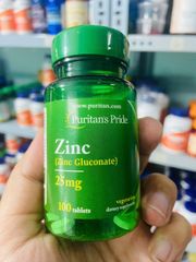 Viên uống bổ sung kẽm zinc 25mg-50mg giảm mụn, tăng cường sức đề kháng Puritan's Pride 100v