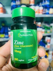 Viên uống bổ sung kẽm zinc 25mg-50mg giảm mụn, tăng cường sức đề kháng Puritan's Pride 100v