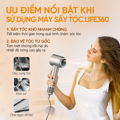 Máy Sấy Tóc Ion Âm Cao Cấp Life360 LF-MST23 - Sấy Nóng Lạnh, Giảm Tiếng Ồn, 12 Chế Độ, 1500W - Dưỡng Ẩm, Mềm Mượt Tóc