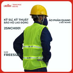 Áo Phản Quang 2 Sọc Ngang Vải Lưới Thoáng Mát Sọc Phản Quang 5 CM Màu Chuối Mã 2SNCH001