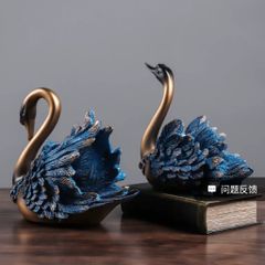 Tượng thiên nga xanh trang trí nhà cửa decor tủ kệ 633030