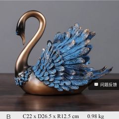 Tượng thiên nga xanh trang trí nhà cửa decor tủ kệ 633030