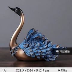 Tượng thiên nga xanh trang trí nhà cửa decor tủ kệ 633030
