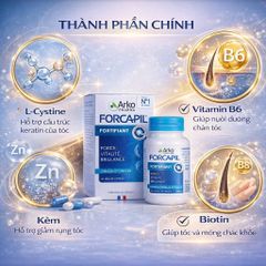 Viên Uống Ngăn Rụng Tóc Arkopharma Forcapil Fortifiant 30 viên - Giải Pháp Chắc Khỏe Cho Tóc Và Móng Sau Sinh, Hỗ Trợ Kích Thích Mọc Tóc
