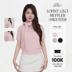 [LOHNT] Áo Sweater nữ tay ngắn cổ tròn có nơ kèm theo Hàn Quốc cao cấp/ Lohnt Ceci Muffler- Sweater