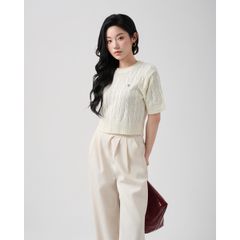 [LOHNT] Áo thun nữ Hàn Quốc dệt gân/ Elle Cable - Short sleeve - LT014