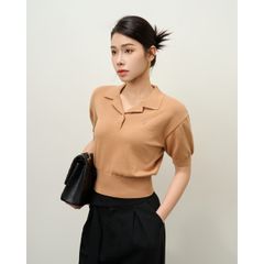 [LOHNT] Áo thun nữ cổ bẻ tay ngắn Hàn Quốc cao cấp/ Open collar Short sleeve - LT011