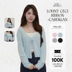 [ LOHNT ] Áo khoác Cardigan nữ  Ceci ribbon cổ tròn Hàn Quốc cao cấp