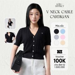 [LOHNT] Áo Cardigan nữ cổ V, dệt gân Hàn Quốc cao cấp/ V-neck - Cable - Cardigan - LT009