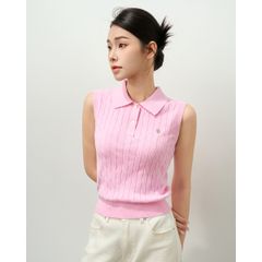 [LOHNT] Áo Polo không tay nữ, thiết kế vặn thừng cao cấp Hàn Quốc/ Polo shirt - Cable - sleeveless - LT004