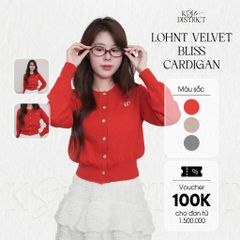 [ LOHNT ] Áo cardigan nữ VELVET BLISS cổ tròn cúc bấm Hàn Quốc cao cấp