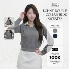 [ LOHNT] Áo thun nữ Double - Collar Bliss Sweater cổ V tay dài Hàn Quốc cao cấp
