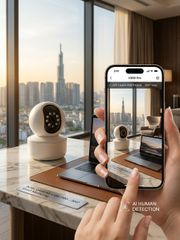 Camera wifi gia đình, xoay 360°, dùng app V360 Pro, có quay đêm