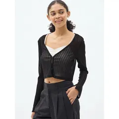 Set váy hai dây và  áo cardigan lưới mỏng Gu Japan