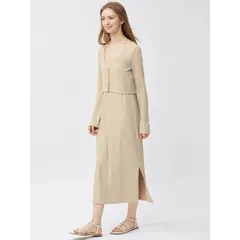 Set váy hai dây và  áo cardigan lưới mỏng Gu Japan