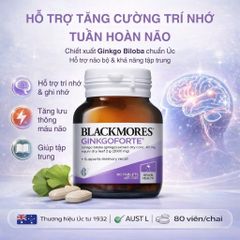 Viên Uống Bổ Não, Blackmores Ginkgoforte 40 Viên – Tăng Tuần Hoàn Não, Giảm Chóng Mặt