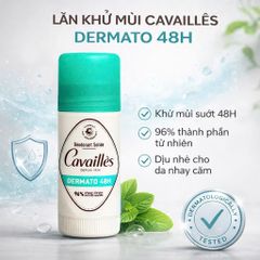 Lăn Khử Mùi Rogé Cavaillès Dermato 40ml Cho Da Nhạy Cảm - Hiệu Quả 48H, Dạng Sáp Hương Trà Xanh, Không Cồn, 96% Thành Phần Tự Nhiên
