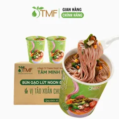 Thùng 24 ly bún gạo lứt ăn liền NGON & THON - Vị tảo xoắn chua cay thuần chay healthy eatclean
