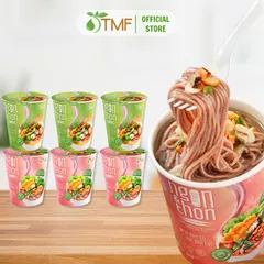 Combo mix 6 ly bún gạo lứt ăn liền NGON & THON - Vị rau củ hạt ngũ cốc & vị tảo xoắn chua cay thuần