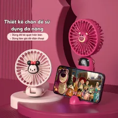 Quạt cầm tay Disney DS18, màn hình led, 5 mức độ gió sử dụng đến 8 tiếng kèm dây đeo và chân đế