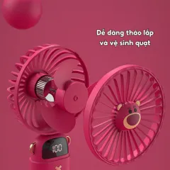 Quạt cầm tay Disney DS18, màn hình led, 5 mức độ gió sử dụng đến 8 tiếng kèm dây đeo và chân đế