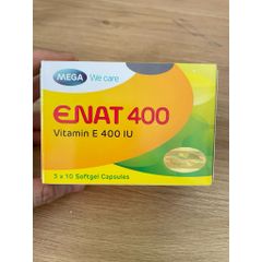Viên uống ENAT 400 IU MEGA We Care- Bổ sung vitamin E, ngừa lão hoá , Hộp 3 vỉ *10 viên