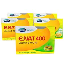 Viên uống ENAT 400 IU MEGA We Care- Bổ sung vitamin E, ngừa lão hoá , Hộp 3 vỉ *10 viên