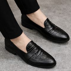 Giày lười nam DAVINCIA dập vân cá sấu sang trọng, giày tây da mềm chống nhăn đế cao su đúc chống trơn trượt G21