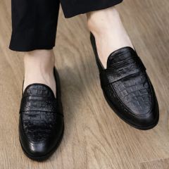Giày lười nam DAVINCIA dập vân cá sấu sang trọng, giày tây da mềm chống nhăn đế cao su đúc chống trơn trượt G21