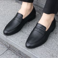 Giày tây lười DAVINCIA da Pu mềm bóng mờ sang trọng, Giày da nam Hàn Quốc đế đúc nguyên khối mềm có khâu G15