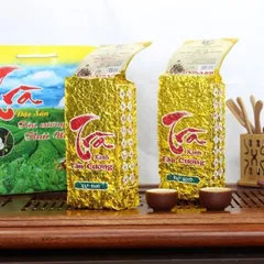 Trà Xanh Tân Cương Thái Nguyên Gói Vàng Chữ Đỏ, chè bắc thơm ngon ngọt hậu