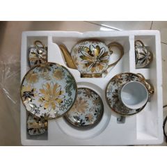 Bộ Tách Trà Nhũ Vàng 1 Ấm Kèm 6 Tách Có Hộp Đựng Làm Quà Tặng Lễ Tết