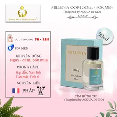 Nước hoa ham cao cấp MILLENIA 001M thơm lâu nam tính, tinh tế, tươi mát lưu hương 7-12 Tiếng 50ml