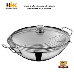 Chảo Sâu Lòng WMF Party Wok 36cm - Inox Cromargan Cao Cấp Dùng Bếp Từ, Gas, Điện - Thiết Kế Đa Năng, Bền Bỉ, Hàng Đức Chính Hãng