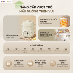 Nồi nấu chậm 0.8L Bear EST-085DH, nấu cách thuỷ, giữ vị ngọt của thực phẩm