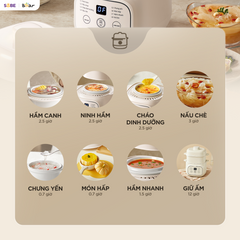 Nồi nấu chậm 0.8L Bear EST-085DH, nấu cách thuỷ, giữ vị ngọt của thực phẩm