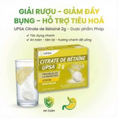 Sủi Giải Rượu Giảm Đầy Hơi UPSA Citrate de Betaine 2g – Hộp 20 Viên. Hương Chanh