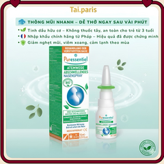 Dung Dịch Xịt Mũi Puressentiel Cho Trẻ Từ 3 Tuổi - Chiết Xuất Tự Nhiên Giúp Thông Mũi, Giảm Dị Ứng, Không Chất Bảo Quản