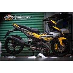 Tem rời Exciter 150 mẫu lửa Y15ZR vàng xám, thiết kế đẹp mắt, in sắc nét, 3 lớp không bay màu MD00091 Cao Cấp