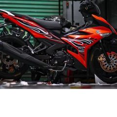 Tem rời Exciter 150 mẫu lửa cam đen trắng, thiết kế đẹp mắt, in sắc nét, 3 lớp không bay màu MD00203 Cao Cấp