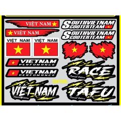 Tem logo sticker Việt Nam nền vàng trang trí xe điện,xe máy dán mọi nơi kích thước nhỏ vừa