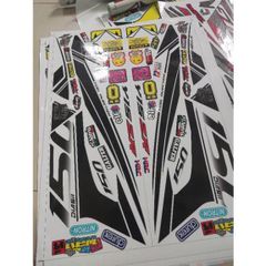 Tem Rời Exciter Y15ZR 150 Dán Xe Trắng Phối Tem Đen  - Decal In Chất Lượng