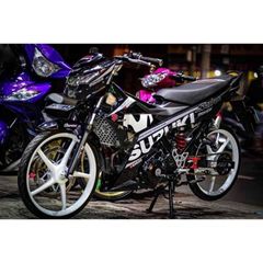 Tem rời satria full đen mẫu Movistar trắng