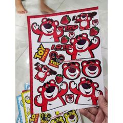 Combo Nguyên Tấm Decal Gấu Dâu Losto Mini  - Decal In Chất Lượng