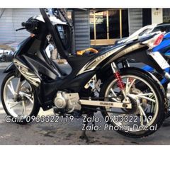Tem Rời Suzuki Axelo 125 Đen Phối Vàng Đồng - Tem Chuẩn  - Decal In Chất Lượng