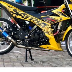 Tem Rời Satria F150 Báo Đốm Dán Xe Vàng Đen - Tặng Logo - Tem Chuẩn Hình
