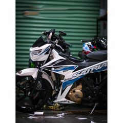 Tem rời Raider Fi - Satria Fi mẫu hoạ tiết xanh trắng , in sắc nét, 3 lớp không phai màu CM00039 1 2