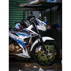 Tem rời Raider Fi - Satria Fi mẫu hoạ tiết xanh trắng , in sắc nét, 3 lớp không phai màu CM00039 1 2