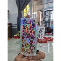 Combo sticker logo gấu dâu hồng dễ thương 7 màu 20x60cm trang trí xe máy - Tem 3 Lớp  Cao Cấp