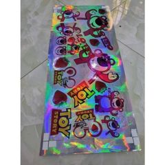 Combo sticker logo gấu dâu hồng dễ thương 7 màu 20x60cm trang trí xe máy - Tem 3 Lớp  Cao Cấp